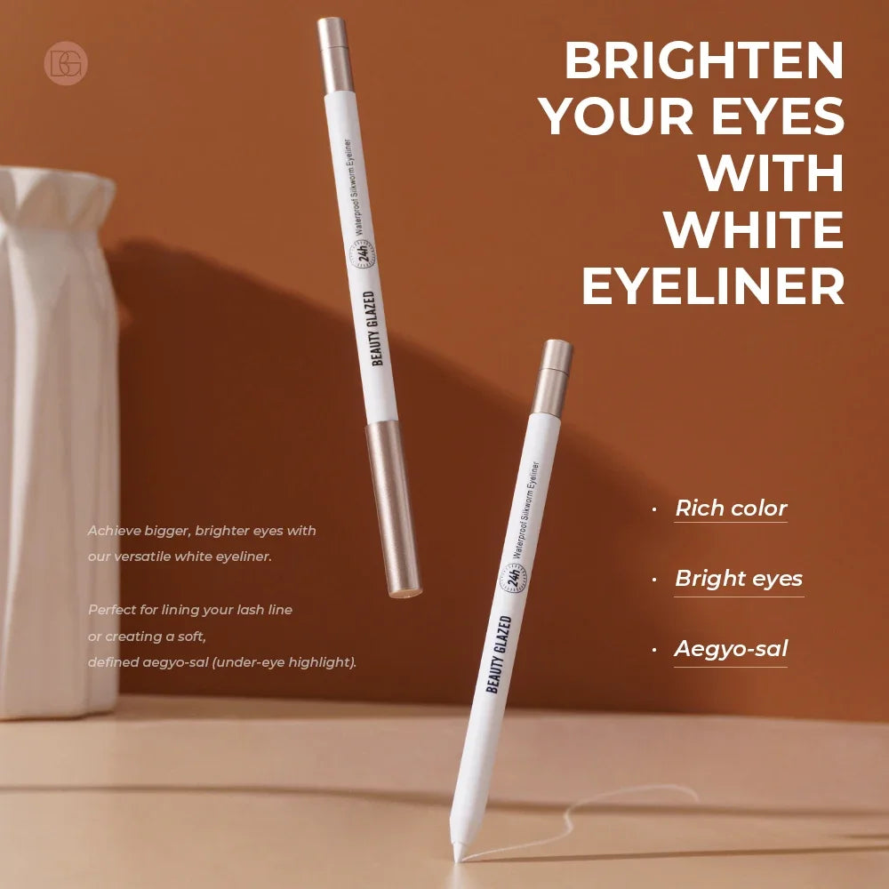 BEAUTY GLAZED Lasting Soft Gel Waterproof Highlighter Gel Pen White eyeliner Lying Silkworm Pen Eyes Makeup