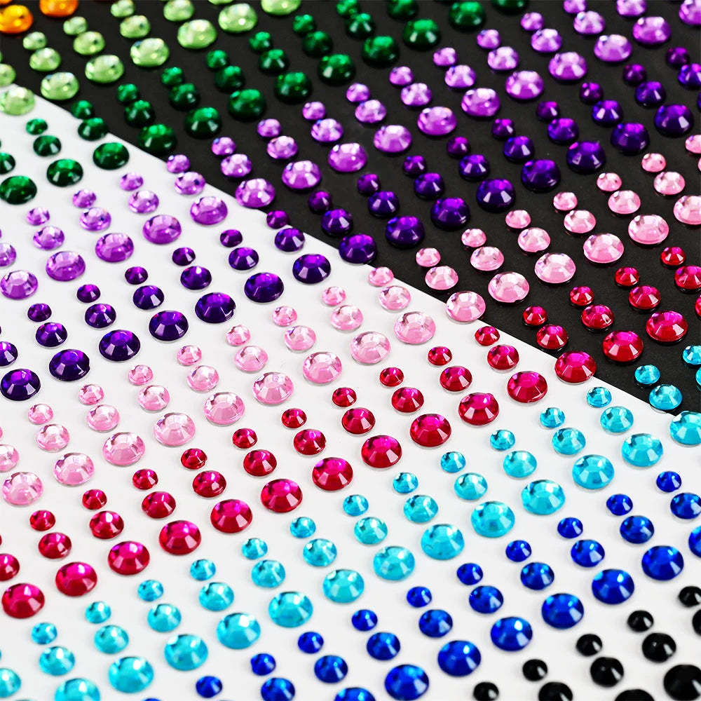 New 3/4/5mm 900pcs Pearl Face Gem Stickers Shining Glittle Self Adhesive Waterproof Rhinestone Stickers Party Wedding Makeup