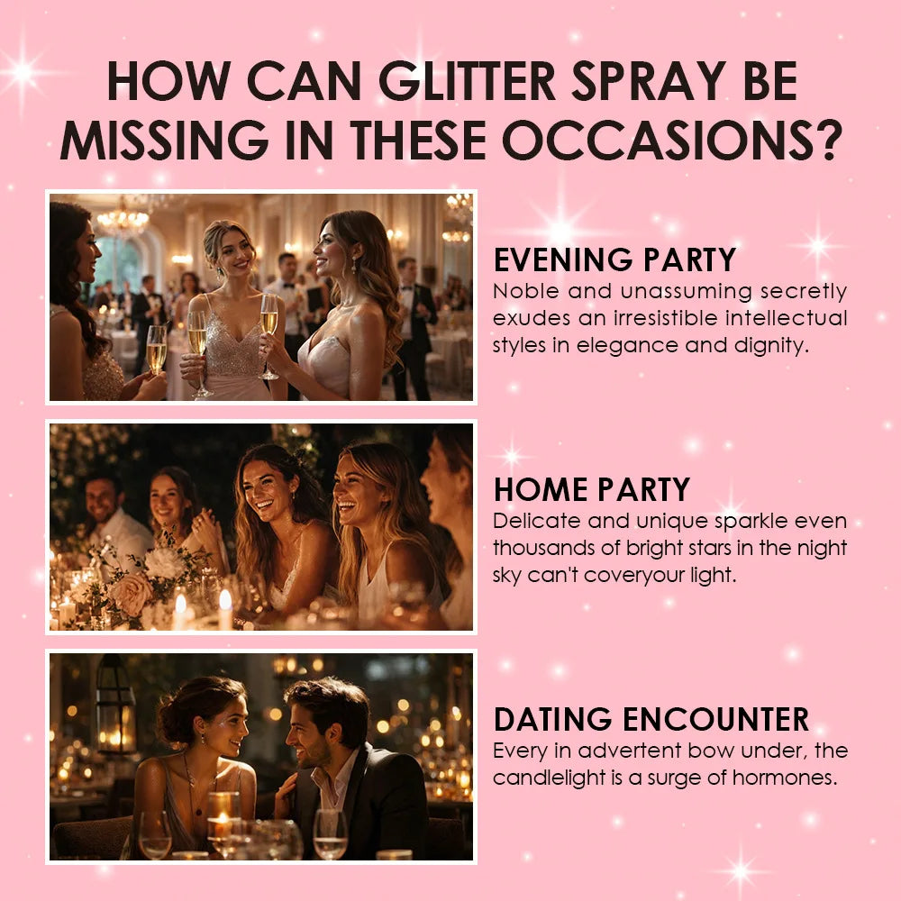 6 Color Shimmering Body Spray – Instant Glow Mist with Reflective Glitter for Festival & Party, Face & Body, Sweat-Resistant