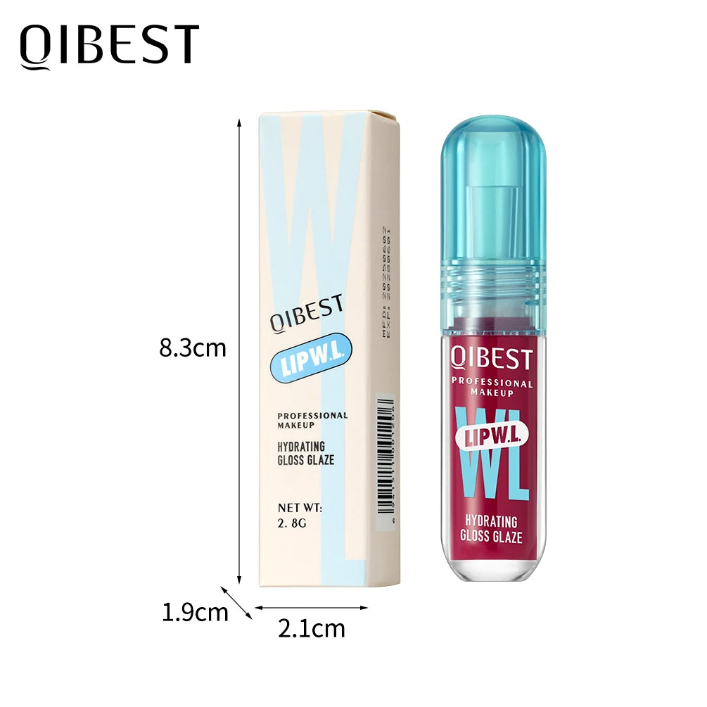 QIBEST Hydrating Crystal Lip Gloss Easy to Fade Mirror Water Glazed Lip Glaze Long Lasting Moisturizing Gloss Lip Tint Makeup