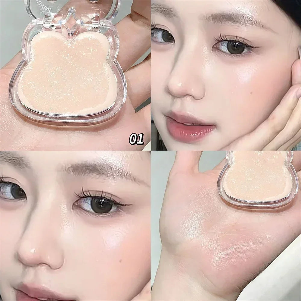 Highlighter cream for face brightening and contouring blusher highlighter stick for natural watery skin lip jelly plate cosmetic