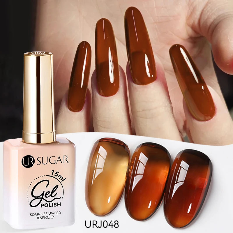 UR SUGAR 15ml Crystal Milky Jelly White Nude Gel Nail Polish Transparent Semi-permanent UV Gel Nail Art Soak Off Gel Varnish