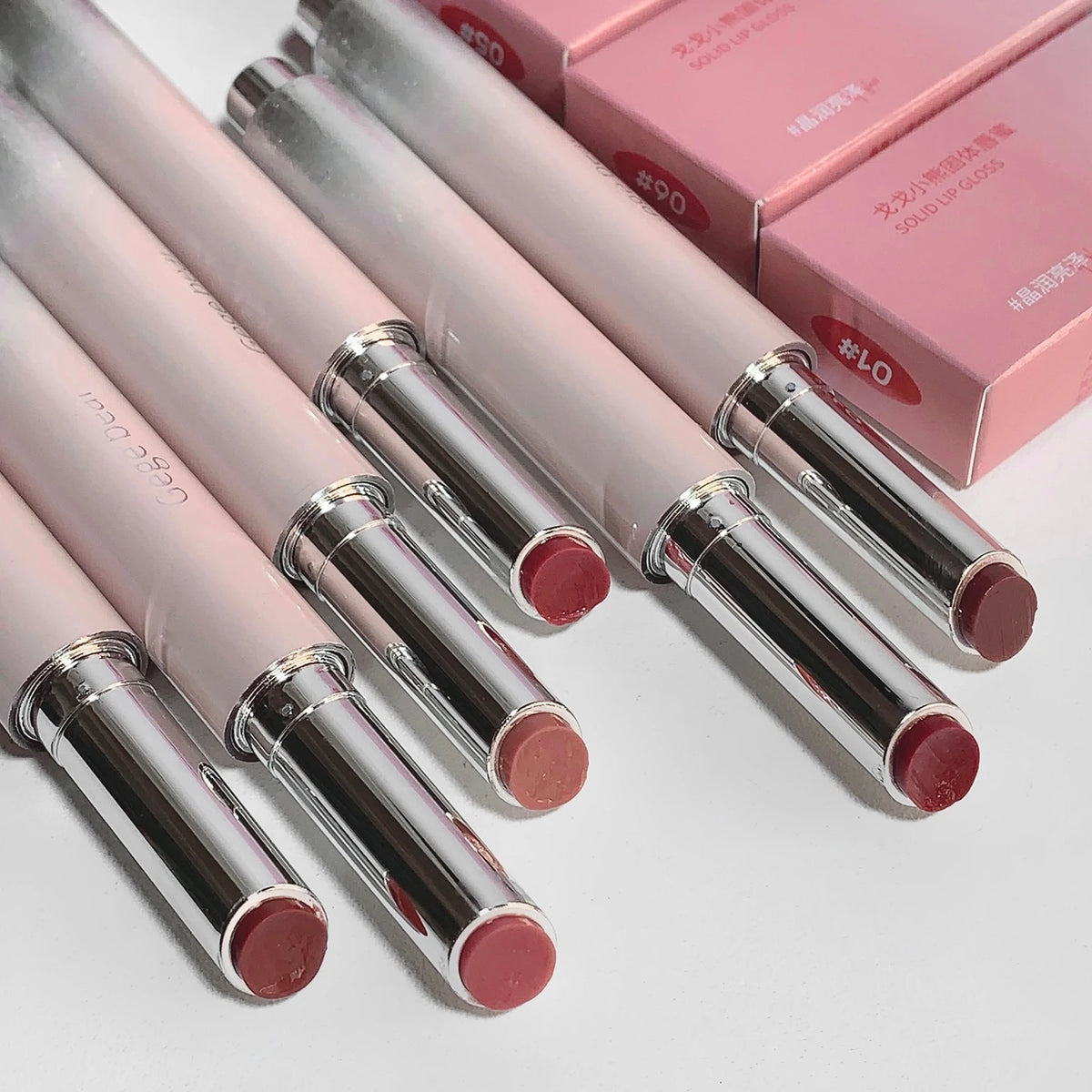 Snowy Design Solid Watery Lipstick Mirror Moisturizing Nourishing Lip Balm Beautiful Colors Suitable for Winter