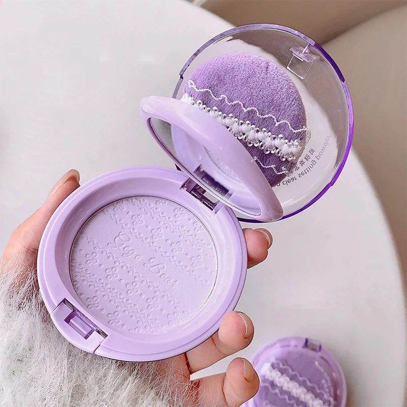 Purple Translucent Setting Powder Makeup Waterproof Oil Control Natural Matte Clear White Loose Face Pressed Powder Makeup Girls