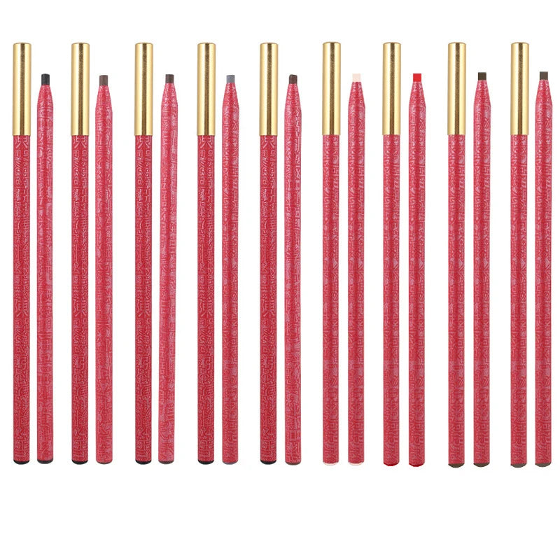 Waterproof Long Lasting Eyebrow Pencils Peel Off & Red Lip Pencil ,Eyebrow Tattoo Makeup Microblading Brow Pencil Makeup Tool