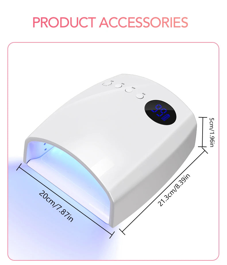 45 LEDs 4 Timers Modes 168W UV Lamp For Nails Wireless Gel Polish Nail Dryer Pedicure Manicure Light Cordless LCD Nail Lamp