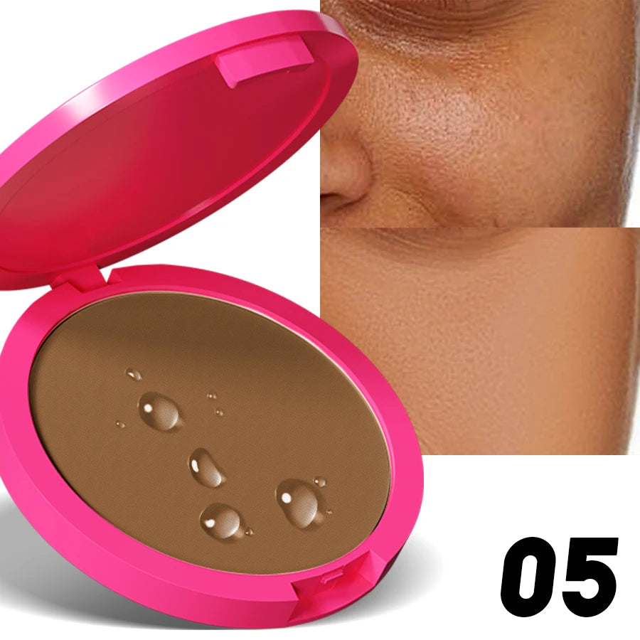 Natural Matte Pressed Powder Oil Control Brighten Whitening Face Base Foundation Compact Makeup Cosmetics