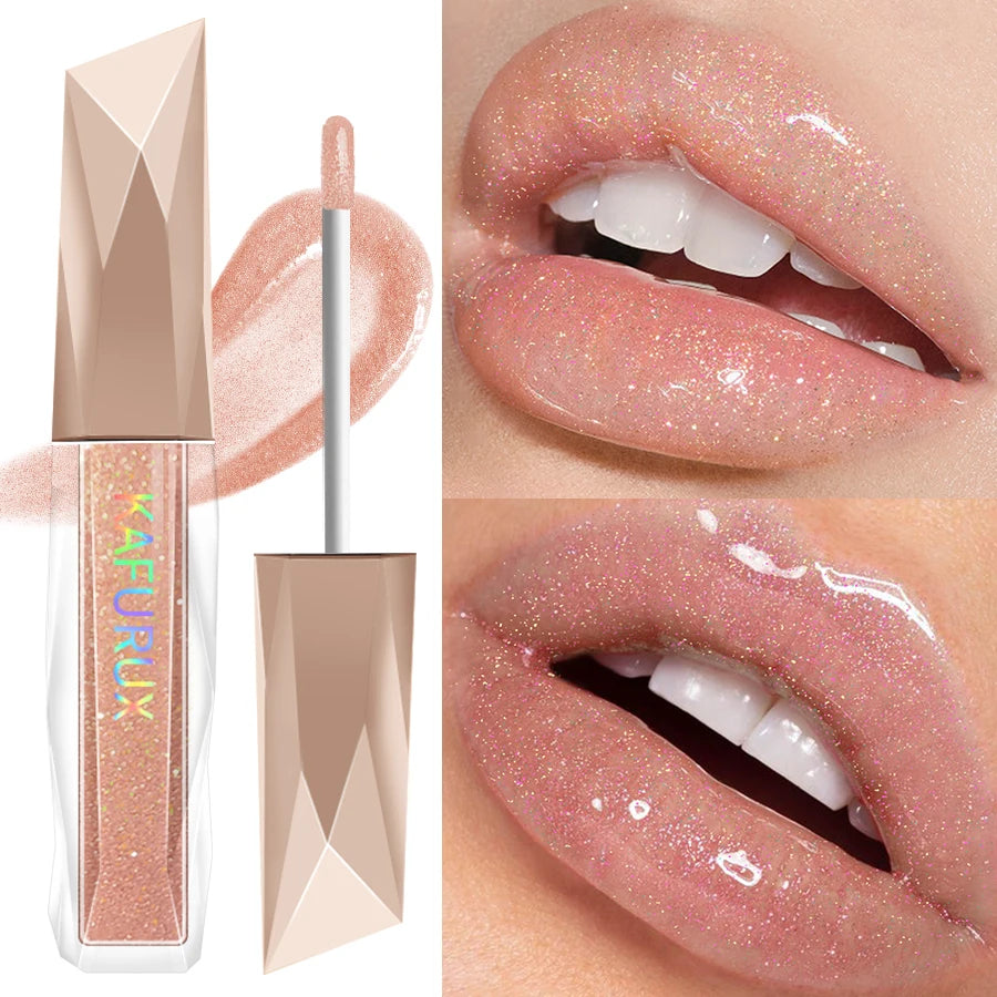 Sweet sparkling lip glaze mirror lip shine light lip gloss transparent lip tint makeup water gloss shimmer liquid lipstick girl