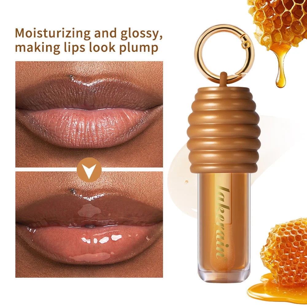 Lip Gloss Plumper Hydrating Lip Balm Smooth Long Lasting Moisturizing Nourishing Lips Honey Oil Non Sticky Cosmetics Bag Clip Ri