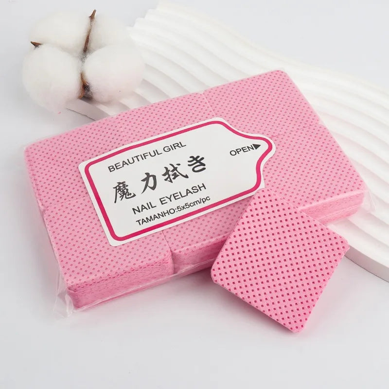 300pcs Lint-Free Eyelash Glue Wipes Paper Gel Remover Clean Month of Bottle Cotton Pads Beauty Cleaning Nail Art Makeup Tools