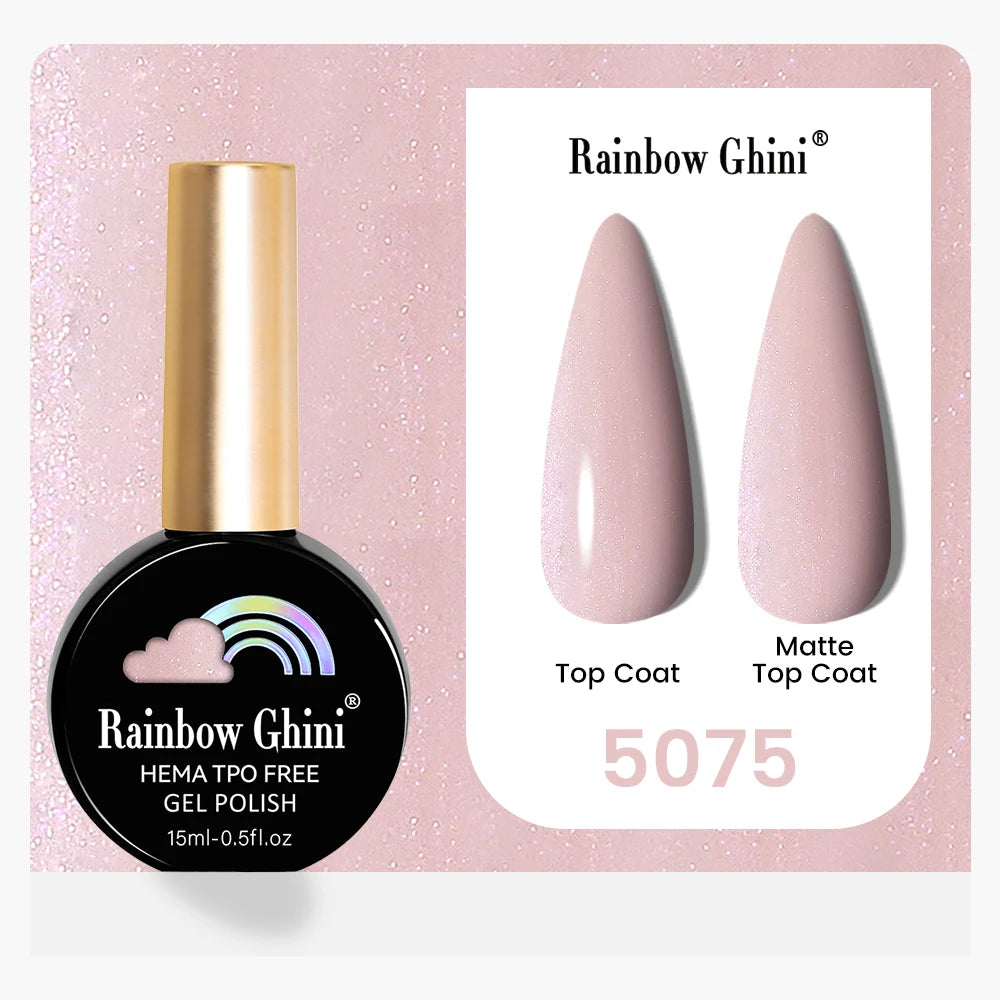 Rainbow Ghini 15ML 146 Colors Long-Lasting Colorful Gel Nail Polish Professional UV/LED Gel Polish Base Coat Matte Top Coat