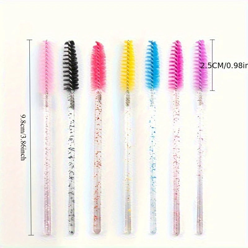 A bottle of 50 disposable mascara brushes with container, eye black brush for travel, eyelash extension brush, eyebrow pencil br