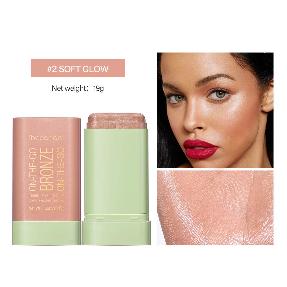 Lakerain Functional Blush Stick Face Makeup Waterproof Easy Color Rouge Blusher Cream High Color Rendering Brightening Skin Tone