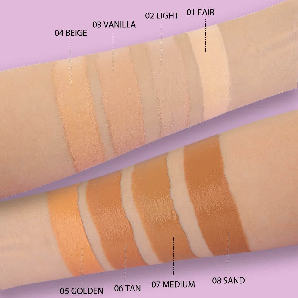 8Colors Liquid Concealer High Covering Moisturizing Oil Control Foundation Invisible Pores Dark Circles Freckle Face Makeup