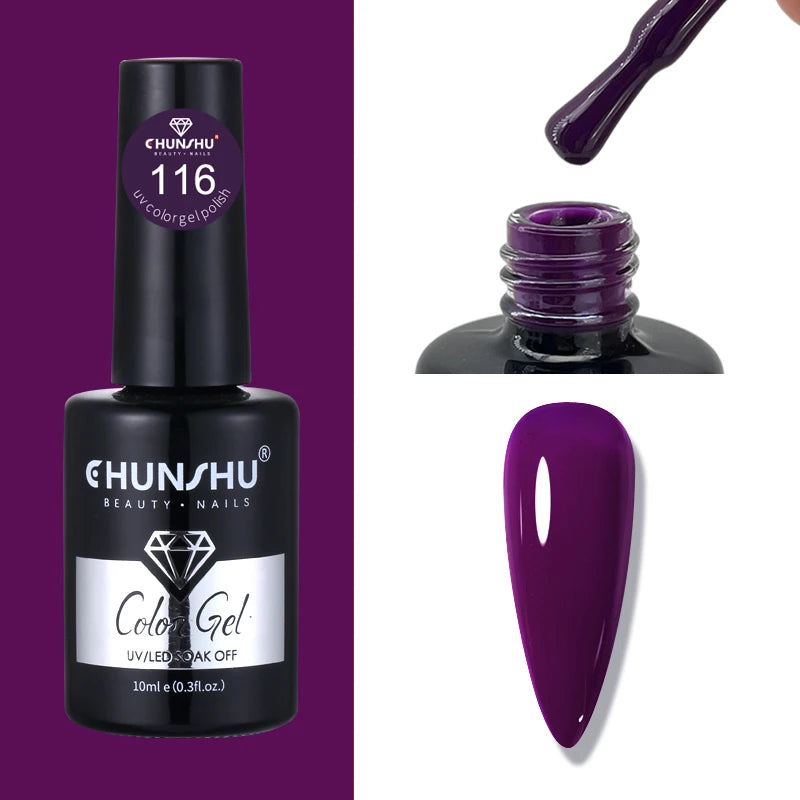 CHUNSHU 10ml Gel Nail Polish Soak Off Semi-Permanent Varnish Professional Salon UV LED Nails Art Gel No Smell All Seasons Colors