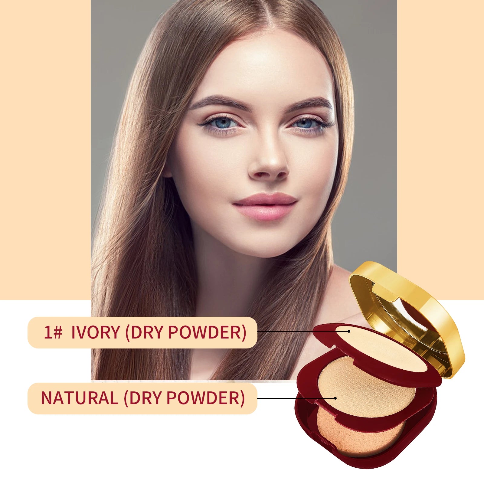 Red Pomegranate Double Layer Powder Oil Control Long Lasting Waterproof Concealer Setting Powder Facial Makeup