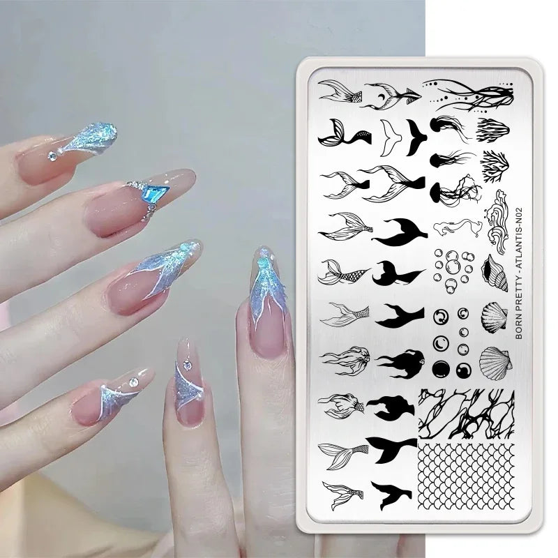 Stamping Plates Butterfly Necklace Floral Line Nail Art Templates Printing Image Manicure Tool