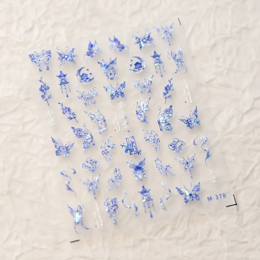 1pcs 5D Rhinestones Butterfly Nail Stickers Kawaii AB Shiny Butterfly Adhesive Nail Art Decorations Decal Design Manicure Tools
