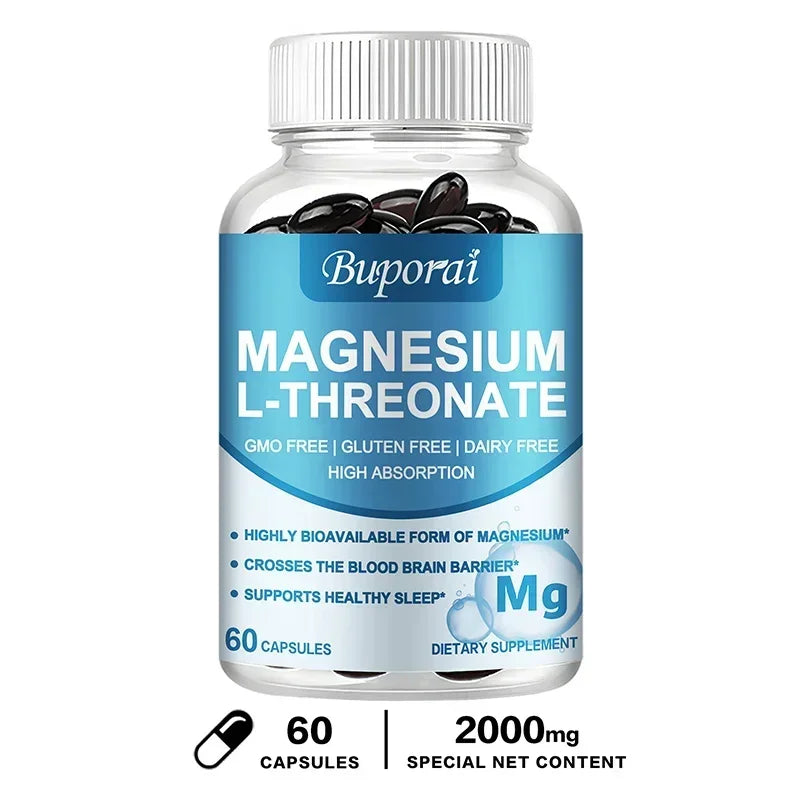 Magnesium L Threonate - Focus and Memory Enhancer, Supports Nerve Function, Muscle Strength, Bone and Joint Health