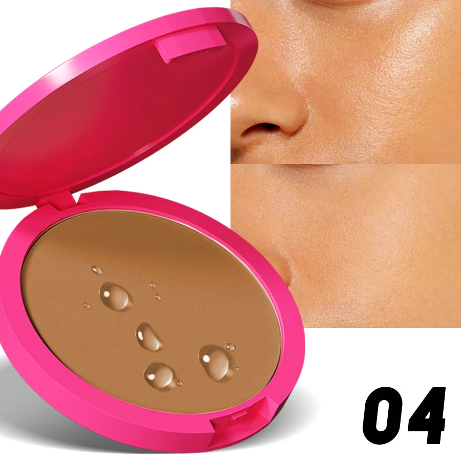 Natural Matte Pressed Powder Oil Control Brighten Whitening Face Base Foundation Compact Makeup Cosmetics