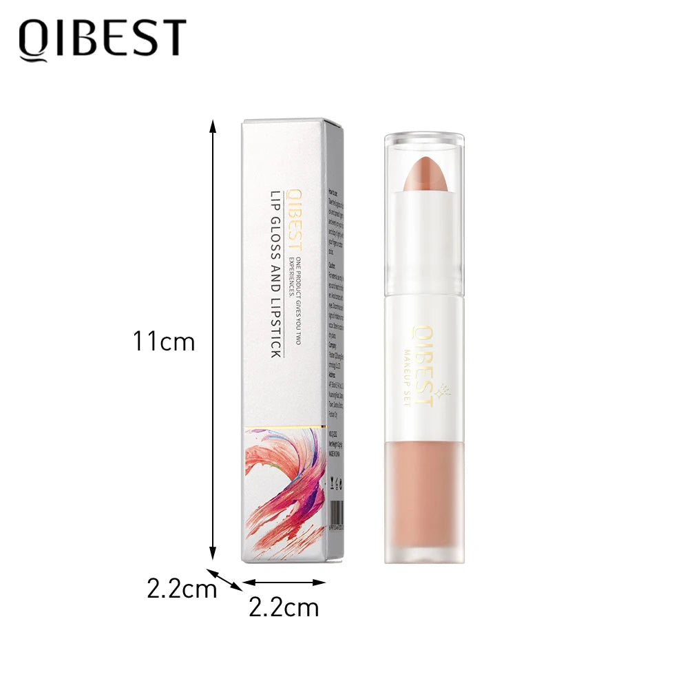 QIBEST 10 Colors 2 in 1 Matte Lipstick Lip Gloss Cosmetics Waterproof Double Head Red Purple Lipstick Long Lasting Lips Makeup