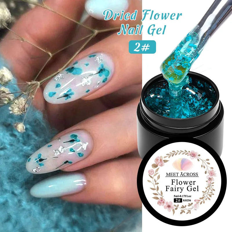 5ml Pink Dried Flower Nail Gel Polish Semi Permanent Natural Flower Fairy Nail Art Gel Soak Off UV Painting Varnishes For Nails
