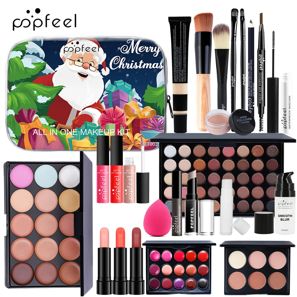 POPFEEL Christmas Makeup Set - Complete Holiday Cosmetic Collection Featuring Eyeshadow, Concealer, and Lipstick,Gift-Giving.