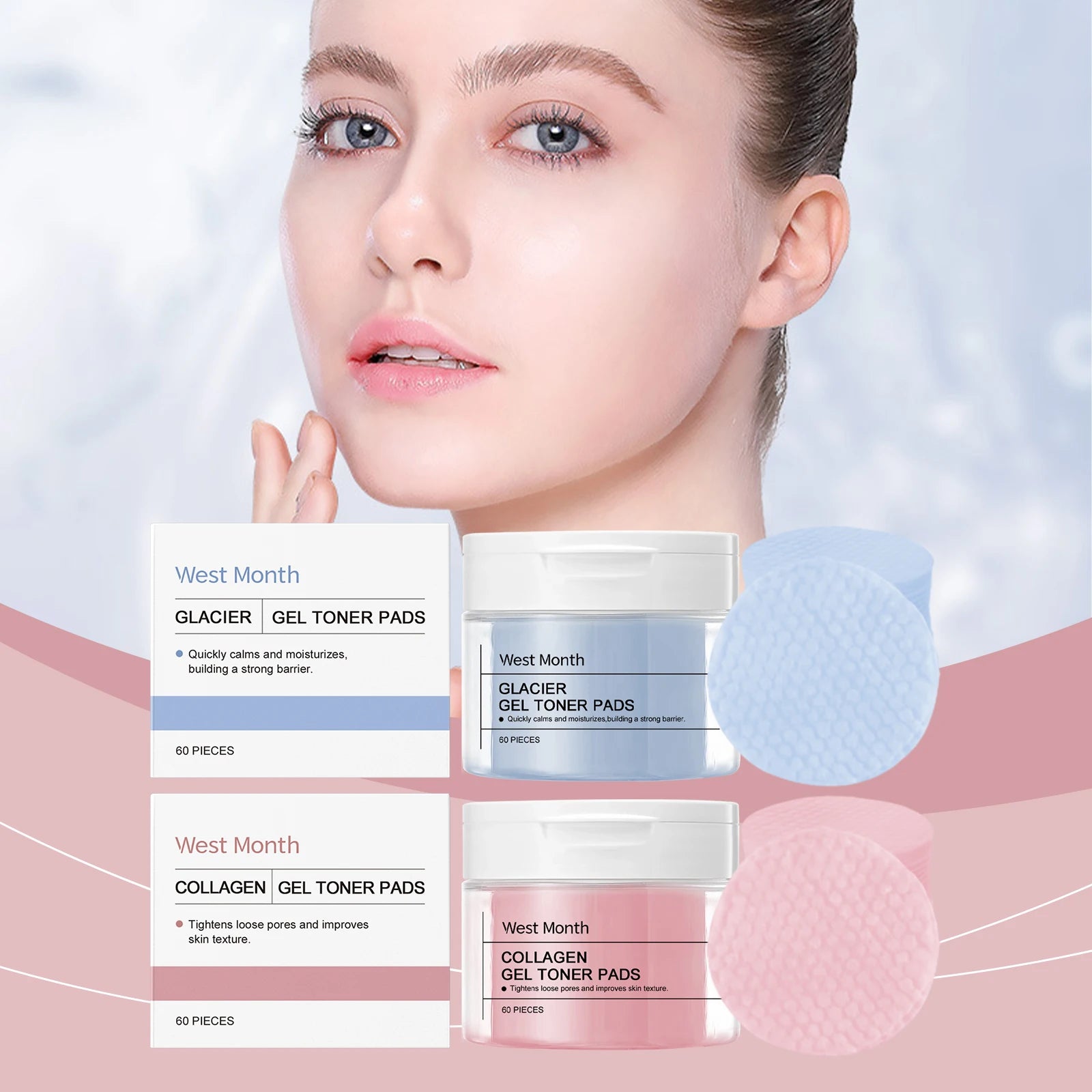 WEST MONTH Winter Collagen Gel Toner Pads Provide Deep Moisturizing Comfortable Feeling Enhance Skin Elasticity Firming Effect