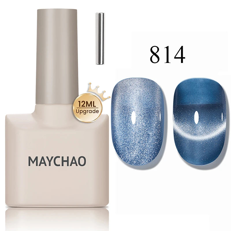 MAYCHAO 10ml Cat Magnetic Gel Nail Polish Cat Eye Glitter Effect Semi Permanent Soak Off UV Gel Varnish Manicure For Nail Art