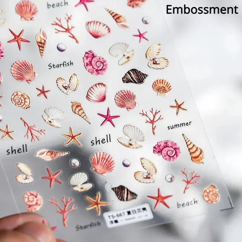 Goldfish Cavort Water Grass Lotus Flower Leaf Brocaded Carp Koi Ripple Droplet Water Bubbles 5D Nail Art Stickers Manicure Decal
