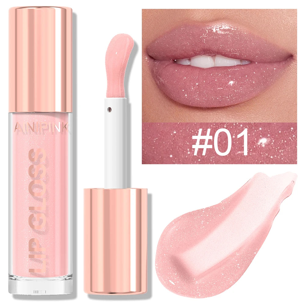 Glitter Lip Gloss Lipstick, Lip Tint Moisturizing Hydrating Long Lasting Non-Stick Cup Waterproof Nude Lip Plumper High Pigment