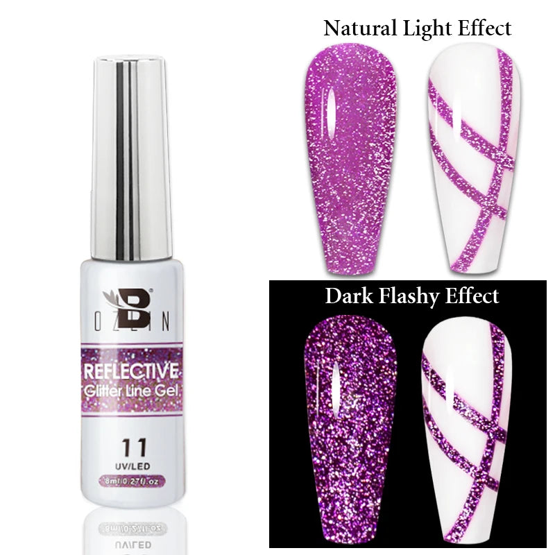 AWStorG 7.5ML Golden Gradient Cat Eye Magnetic Gel Sparkling Glitter Nail Polish Semi Permanent UV Nail Art No Need Base Color