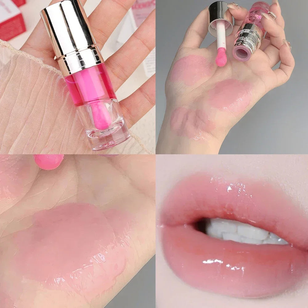 Water Mirror Lip Gloss Transparent Colored Glass Lip Oil Waterproof Lasting Moisturizing Lip Plumper Lipstick Makeup Cosmetics