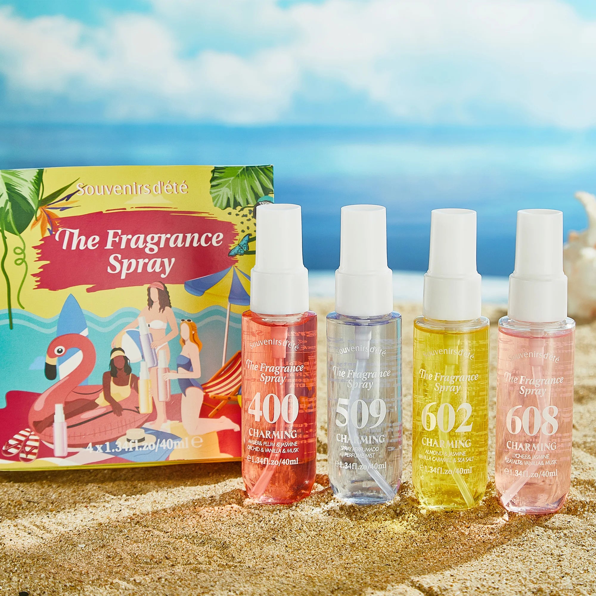 4pcs Digital perfume, fresh fragrance, lasting fragrance in hair, alcohol free body fragrance spray, ideal gift for girls