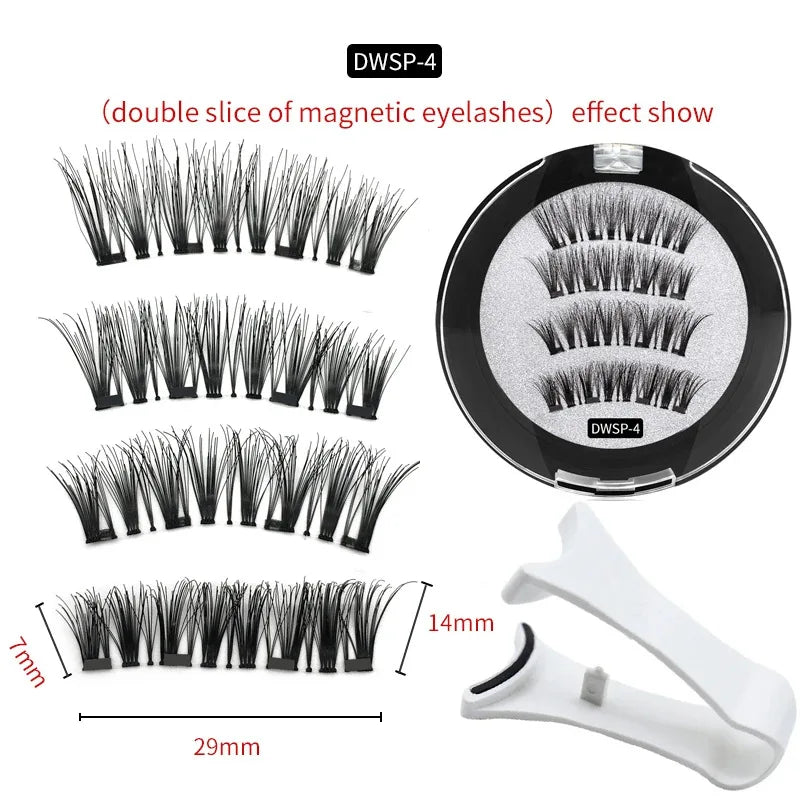 3D Magnetic False Eyelashes Reusable Magnetic Eyelashes With 4 Magnetic Lashes Natural Eyelash Extension Makeup Tools