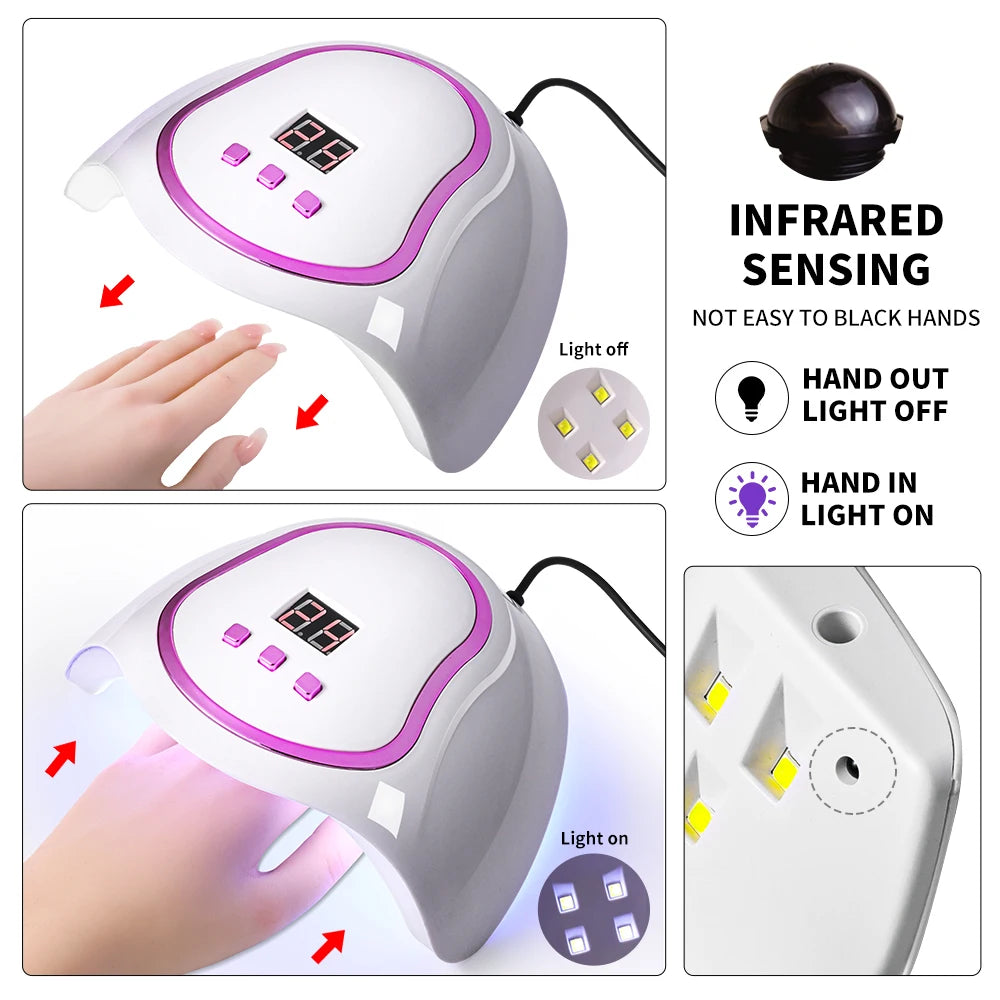 18 LEDS Nail Dryer Lamp UV/LED Quick Drying Gel Polish Curing Phototherapy Light With LCD Display Manicure Tools for Acrylic Gel