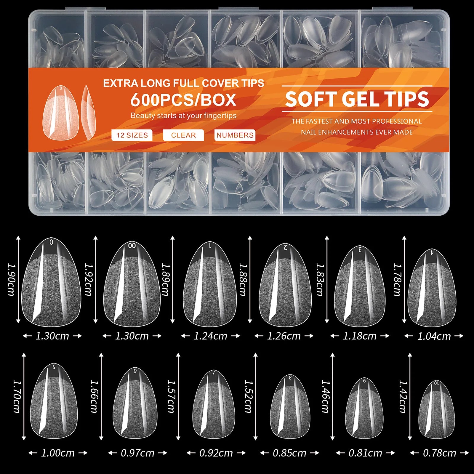 100/600Pcs Short Almond Nail Tips Soft Gel Nail Tips Full Cover False Nail Tips For Acrylic Nails Salon Home Press On Nails