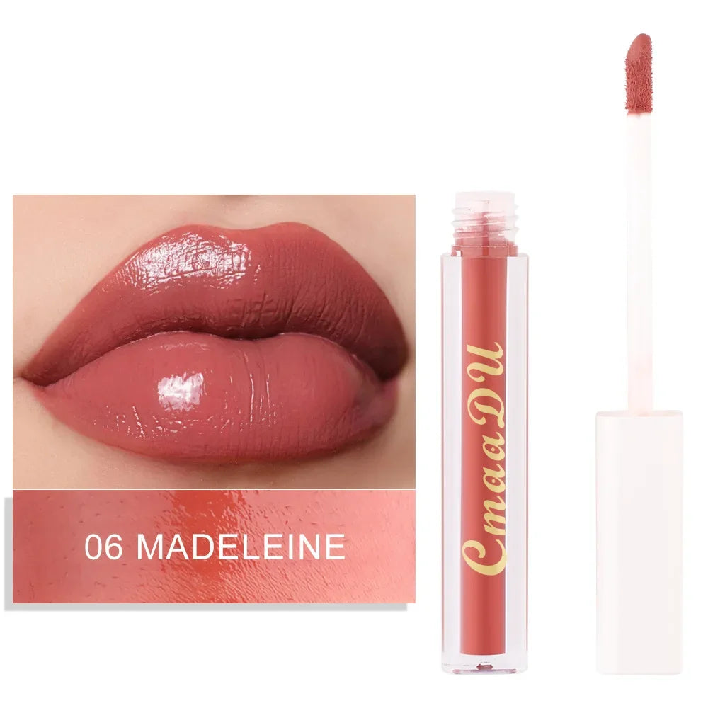 CmaaDu 8Color Lip Gloss Matte Creamy Cup Lipstick Satin Finish Makeup Liquid Lipgloss Lipstick Long Lasting Glossy Lip Cosmetic