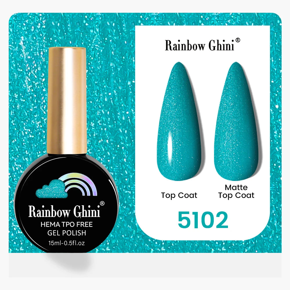 Rainbow Ghini 15ML 146 Colors Long-Lasting Colorful Gel Nail Polish Professional UV/LED Gel Polish Base Coat Matte Top Coat