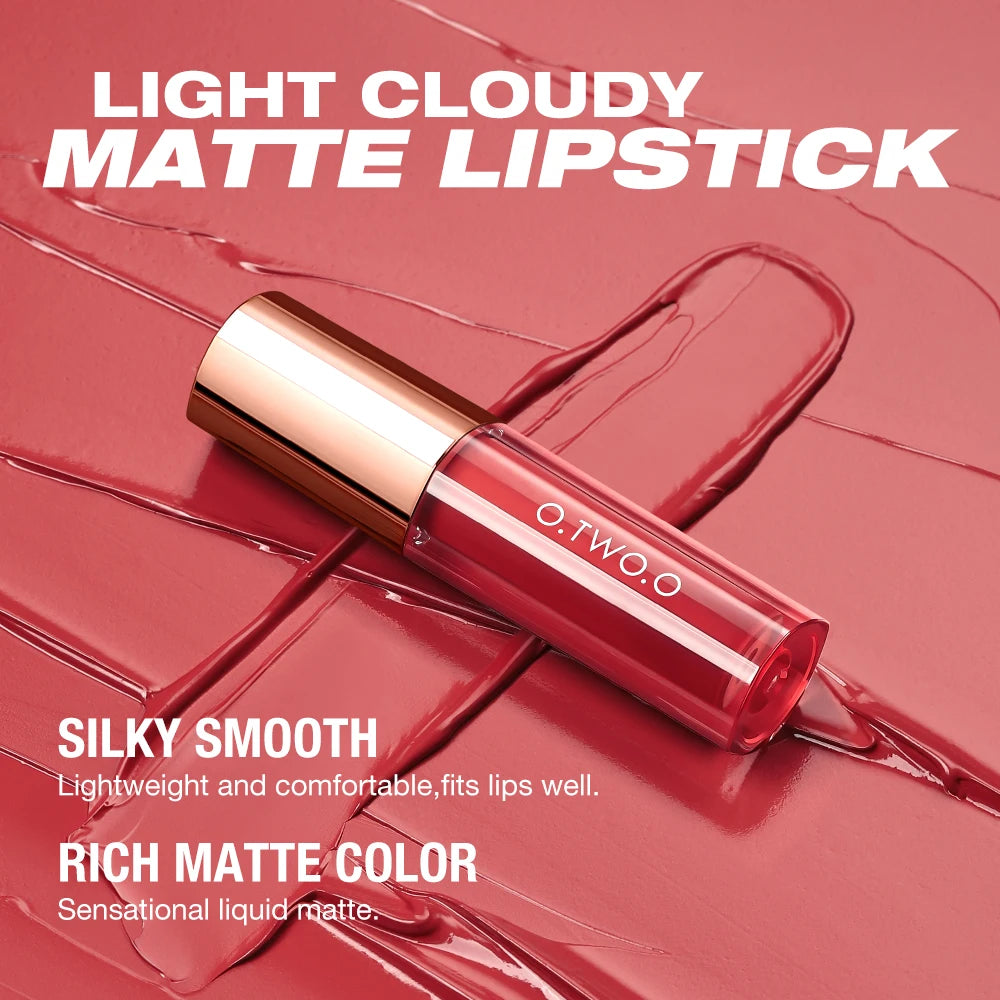 O.TWO.O Lipstick Lip Tint Matte 24H Stay Color-Locking Ultra-Lasting Waterproof Transfer-Proof Glossy Satin Lip Glaze Makeup