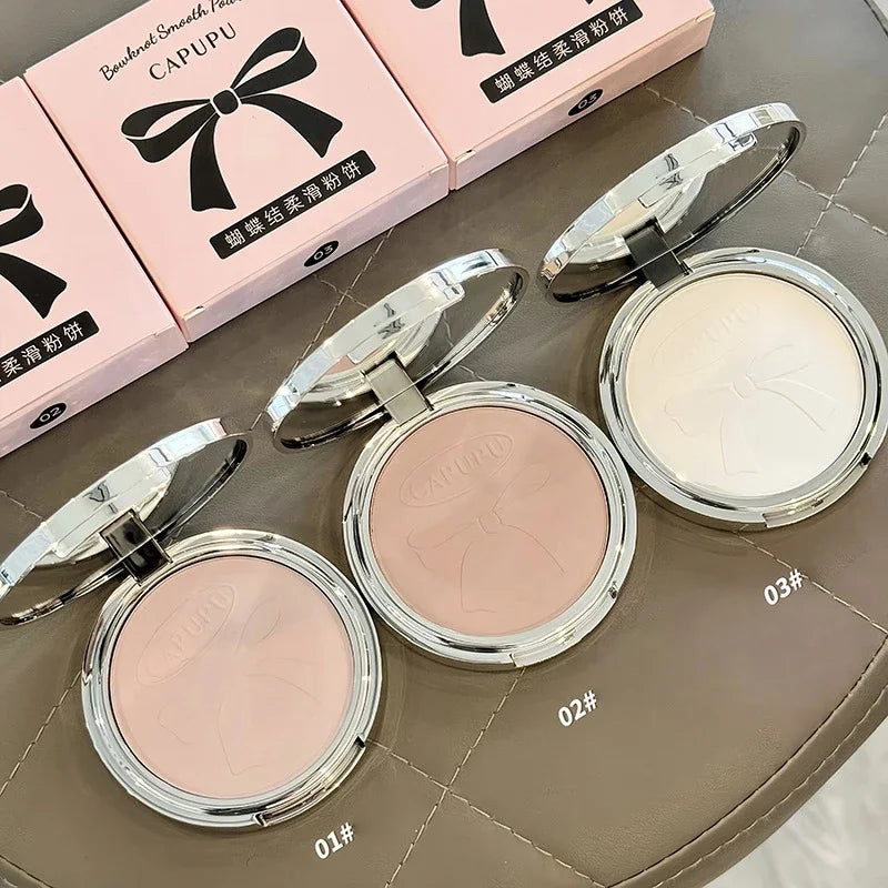 Matte White Face Pressed Powder 24 Hours Oil Control Clear Natural Powder Foundation Full Coverage Waterproof Makeup