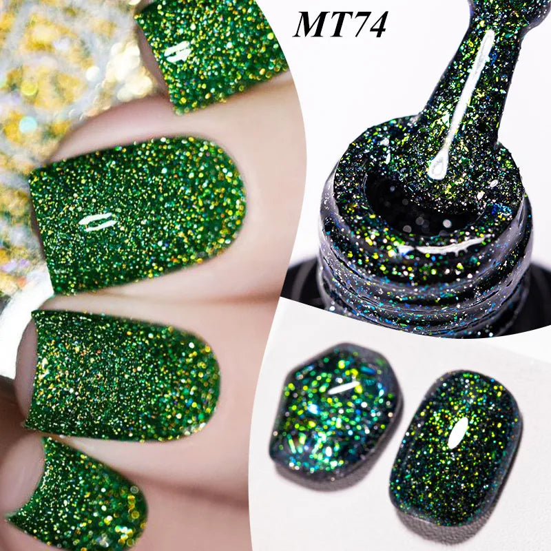 Starry Sky Reflective Glitter Nail Gel Polish Sparkling Glitter Semi Permanent Nails Art Soak Off UV Gel Varnish Nail Supplies