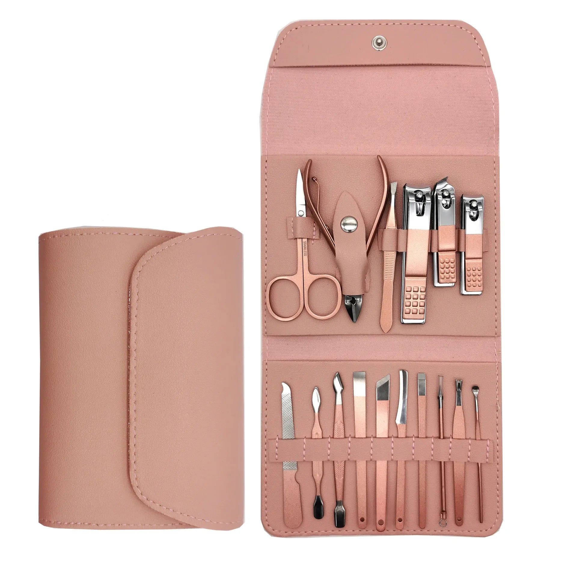 7/12/16pcs Manicure Cutters Nail Clipper Set bag Household rose gold Ear Spoon Nail Clippers Pedicure Nail Scissors Tool sharpe
