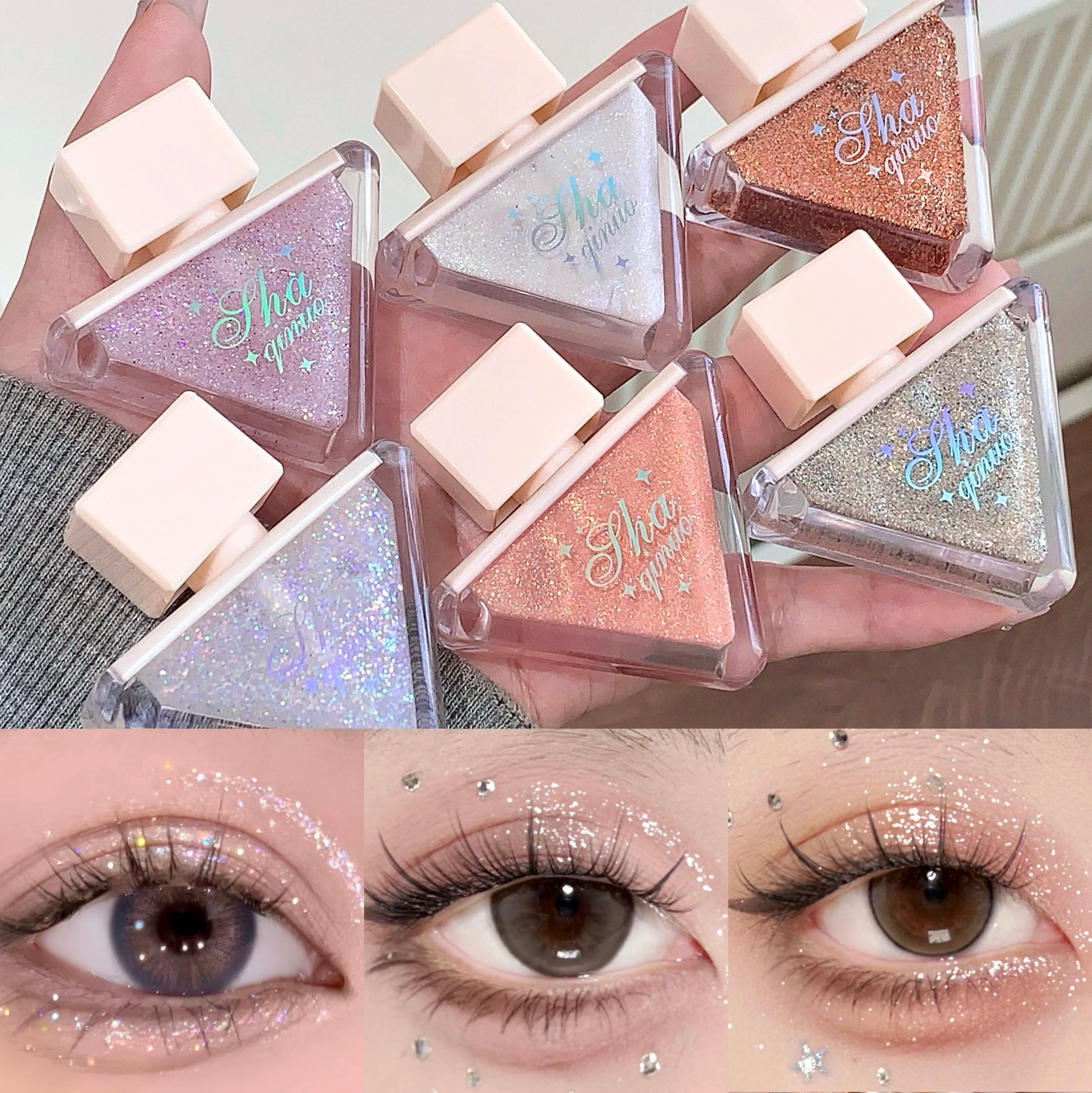 SHAQINUO Glazed Eyeshadow Liquid Pearlescent Glitter Brightens Highlight Silkworm Liquid Eyeshadow