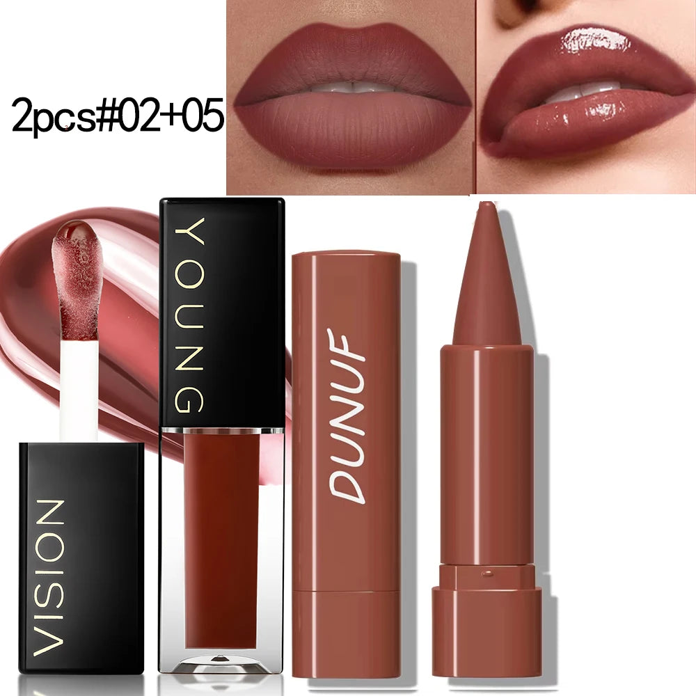 Gradient Lip Liner Pen with Matte Velvet Finish Smooth Application Lipstick for Defined and Elegant Lips