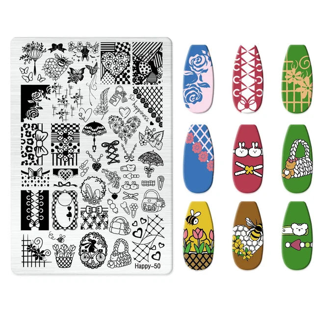 Maple Leaf Nail Stamping Plates Autumn Winter Leaves Design Polish Stencil Nail Printing Stamp Image Manicure Mold Stencil Tool