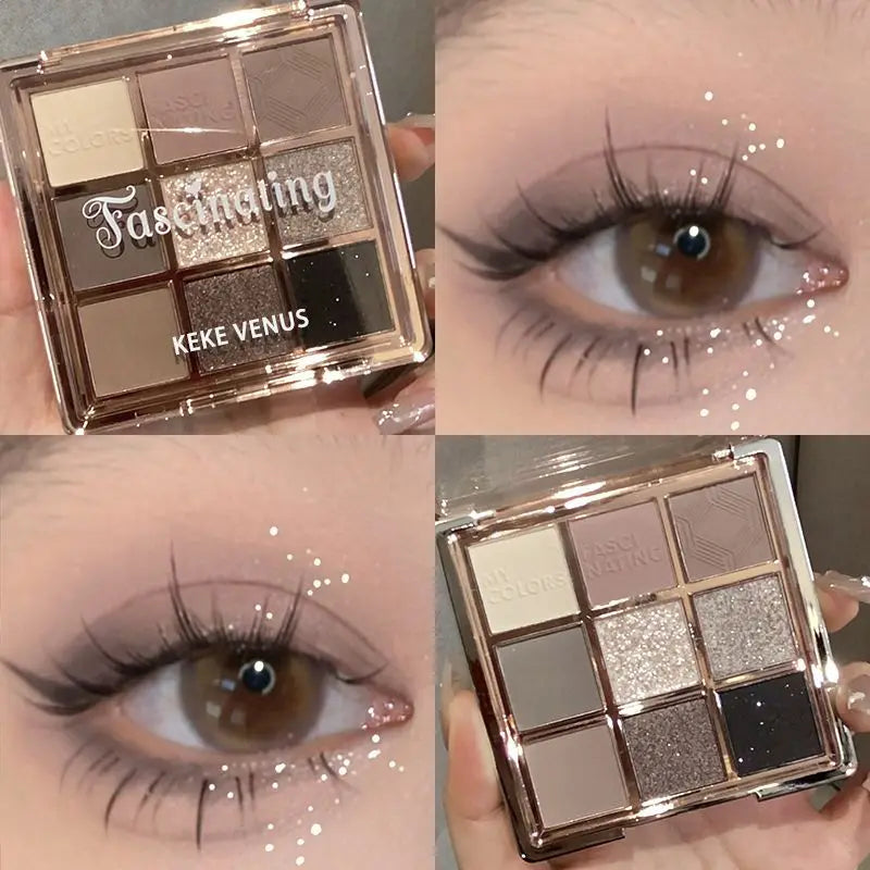 9 Colors Eyeshadow Palette Sweet Cool Girls Punk Smokey Black Grey Eye Shadow All-in-One Palette Matte Eye Contouring Eye Makeup