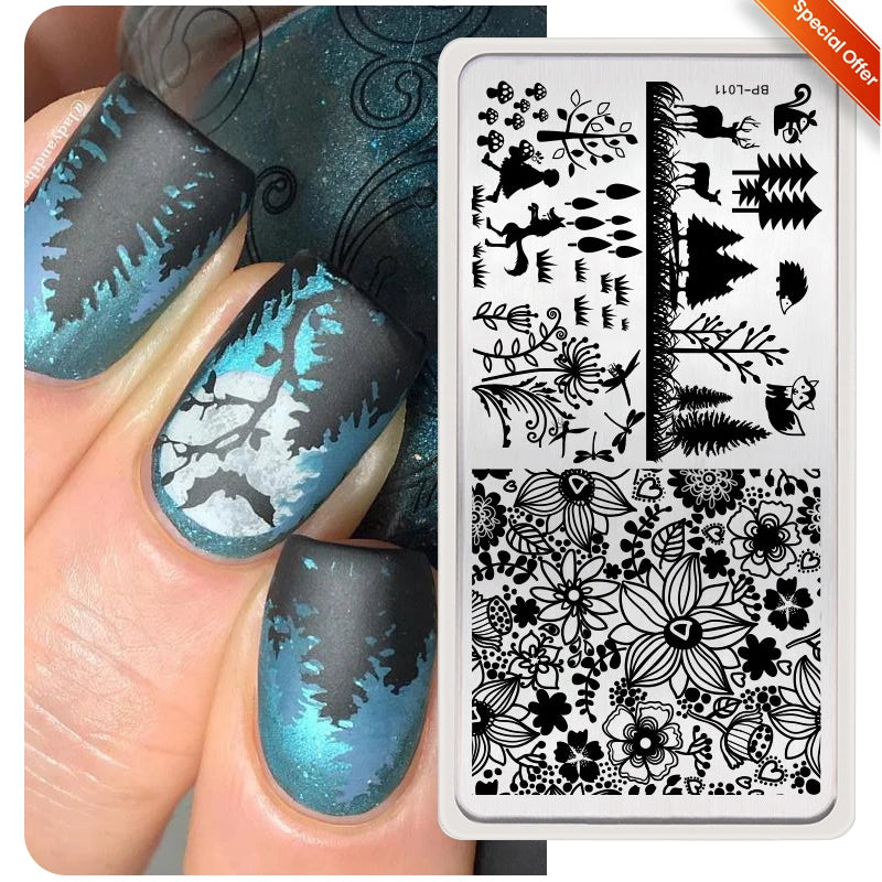 Stamping Plates Butterfly Necklace Floral Line Nail Art Templates Printing Image Manicure Tool