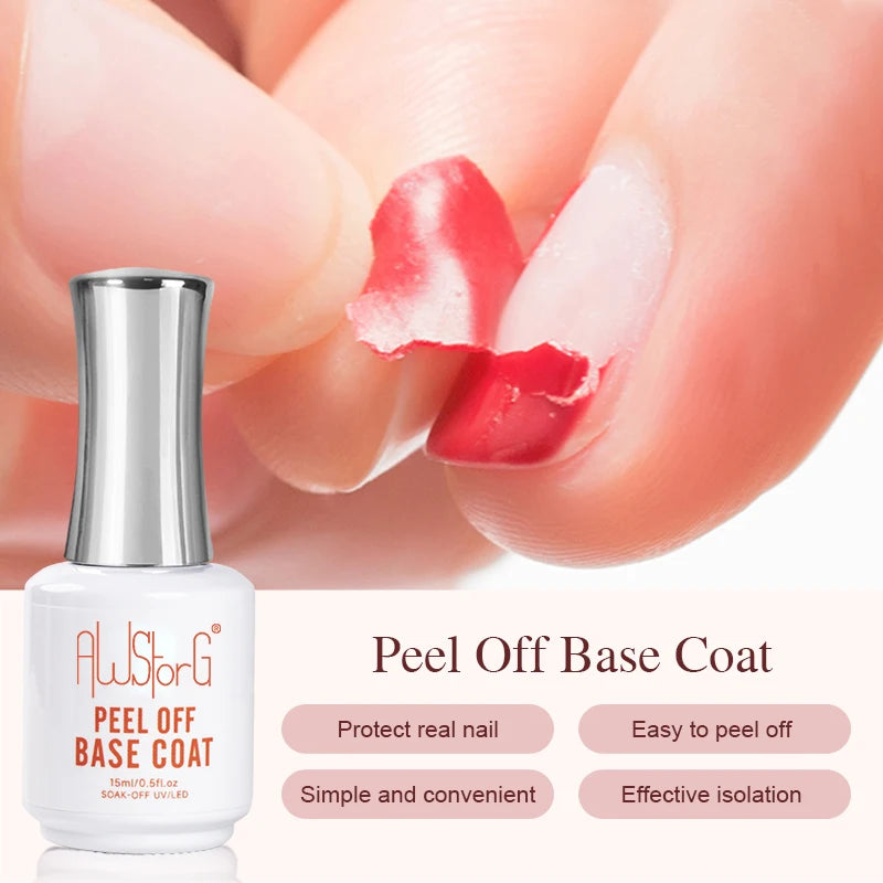 AWStorG Fiber Rubber Base Gel For Nails UV Gel Polish Semi Permanent Repair Fix Crack Nail Rubber Base Gel Strengthener 15ml
