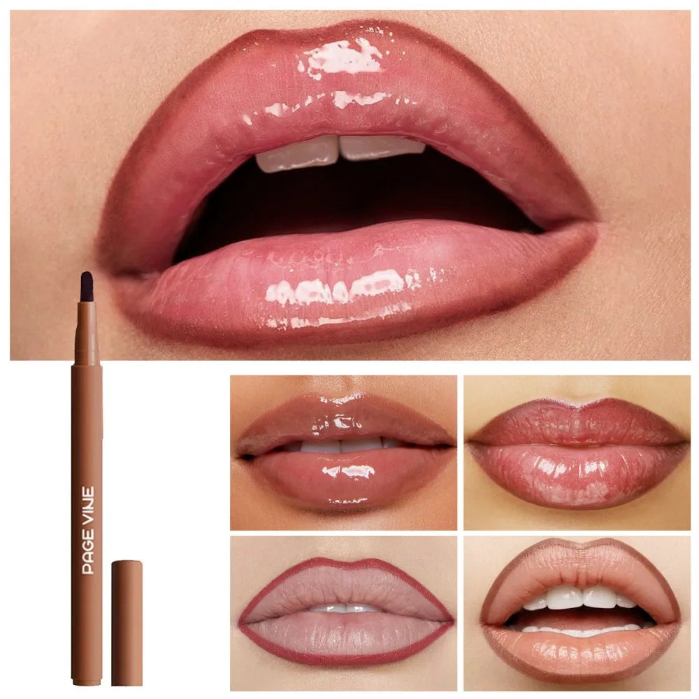 Velvet Brown Lip Liner Pencil Nude Matte Waterproof Non-stick Cup Cherry Red Lip Liner Lip Contour Pen Lipstick Makeup For Woman